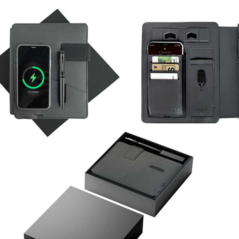 1071 PREMIUM Siyah Termo Deri Organizer Powerbank